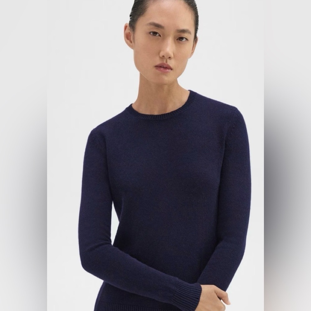 Theory Feather Cashmere Crewneck Sweater - Deep Navy Size XS P Women